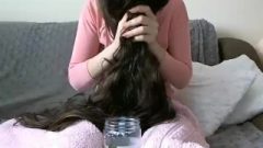 Innocent Long Haired Brunette Hair Oiling And Hairplay, Long Hair, Hair