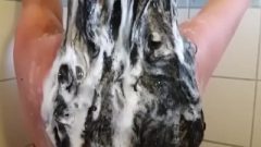 Washing Long Hair With A Lot Of Foam